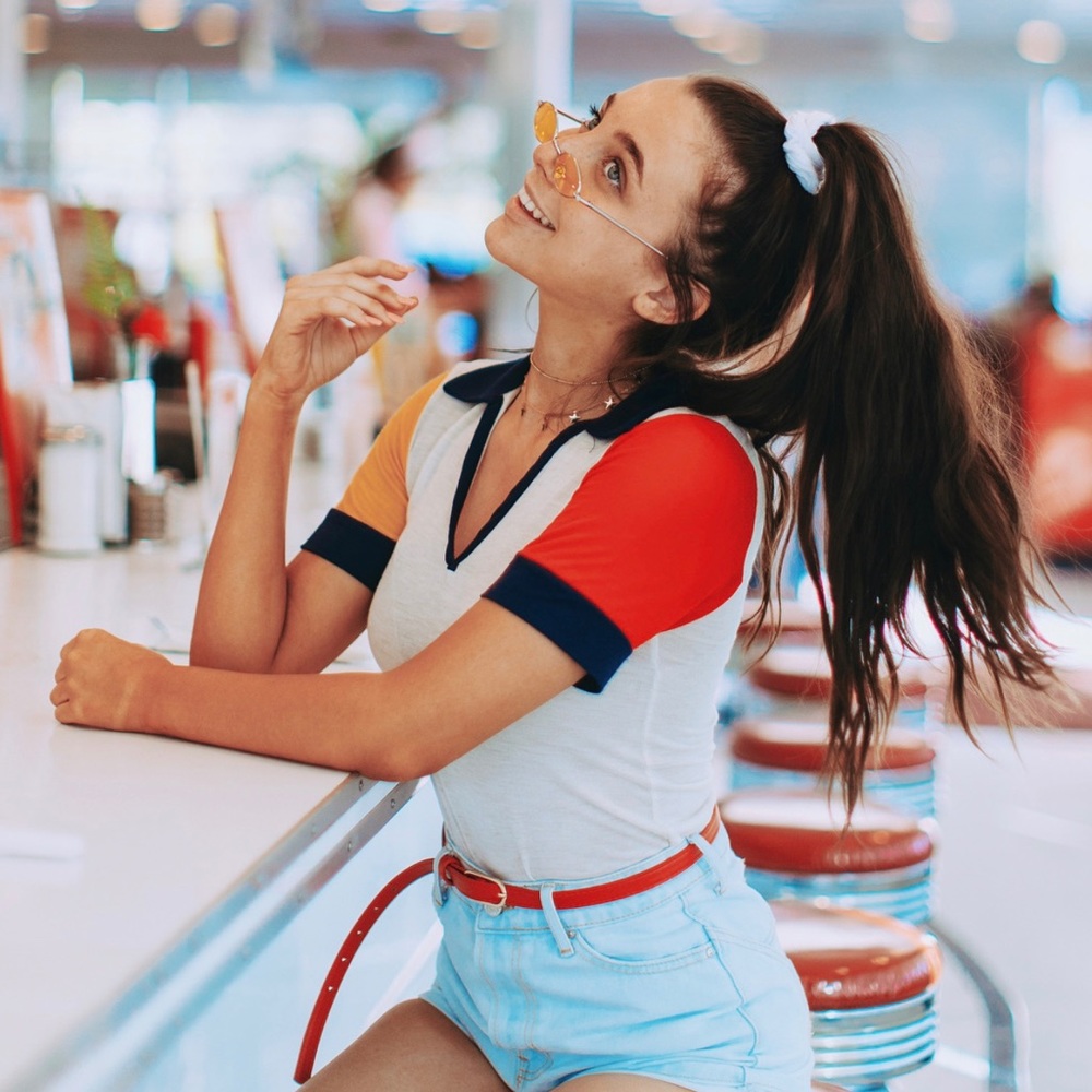 Red yellow blue Colored sleeves polo tee
